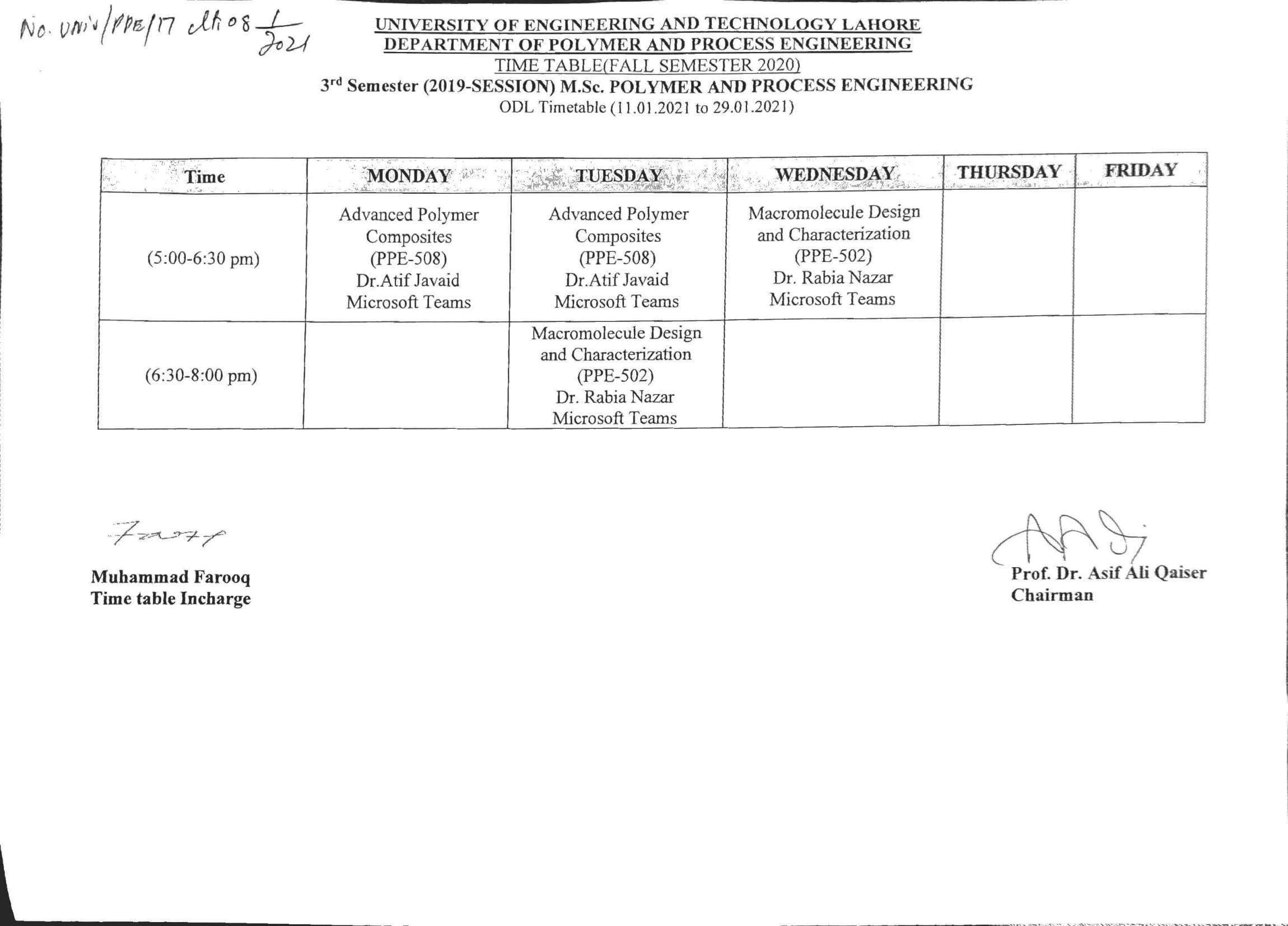 time-table-department-of-polymer-process-engineering